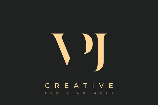 VPJ abstract letter logo design. This logo is designed by three abstract letters.