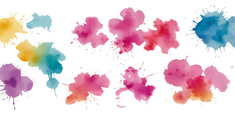 Set of colorful paint splatter abstract vector texture background. Set of abstract watercolor water splash background.	
