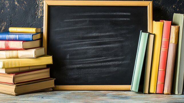 Teachers Day Appreciation Banner with Books and Chalkboard Design