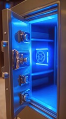 Fototapeta premium Illuminated Steel Safe: Security and Modern Design