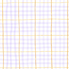 Gold Purple Plaid Tartan Gingham Check Hand Drawn Background Pattern Overlay