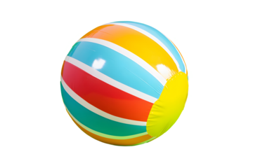 Inflatable beach ball with colorful stripes isolated on black