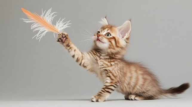 LaPerm kitten with wavy fur Playing