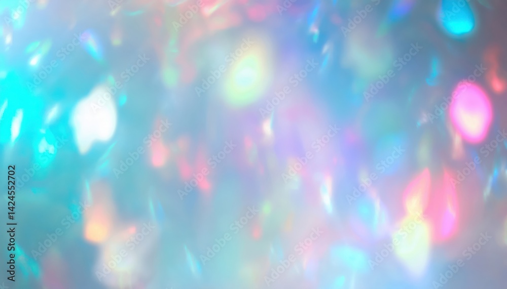 Aufkleber soft pastel light bokeh texture with rainbow holographic reflections for web design, branding, and p