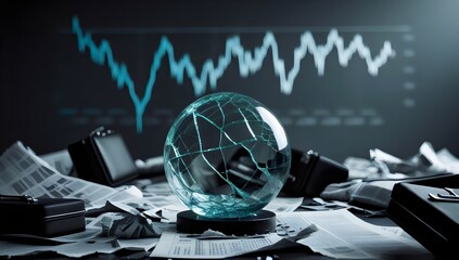 business globe with charts.