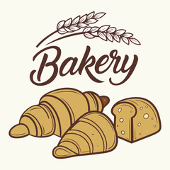 Vintage Retro Bakery, Cake Shop Label Vector
