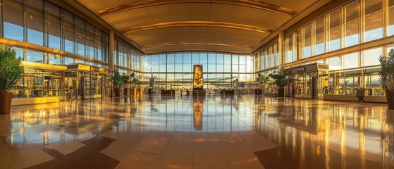 Fototapeta premium Modern Airport Interior with Natural Light and Spacious Design