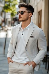 Obraz premium Tailored breathable athletic blazer