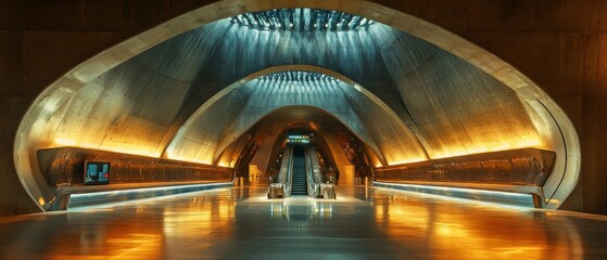 Futuristic Subway Station Interior with Stunning Lighting Effects