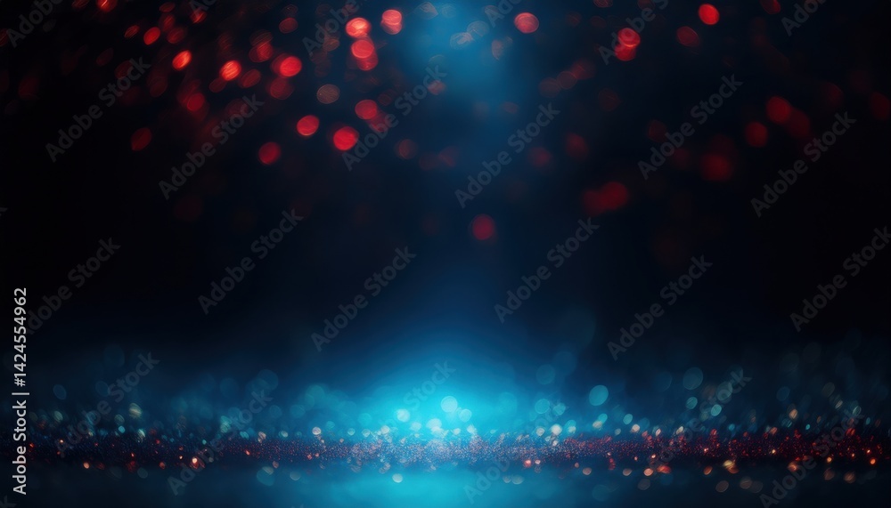 Aufkleber glowing red and blue bokeh lights abstract texture for halloween web design, print media, branding, 
