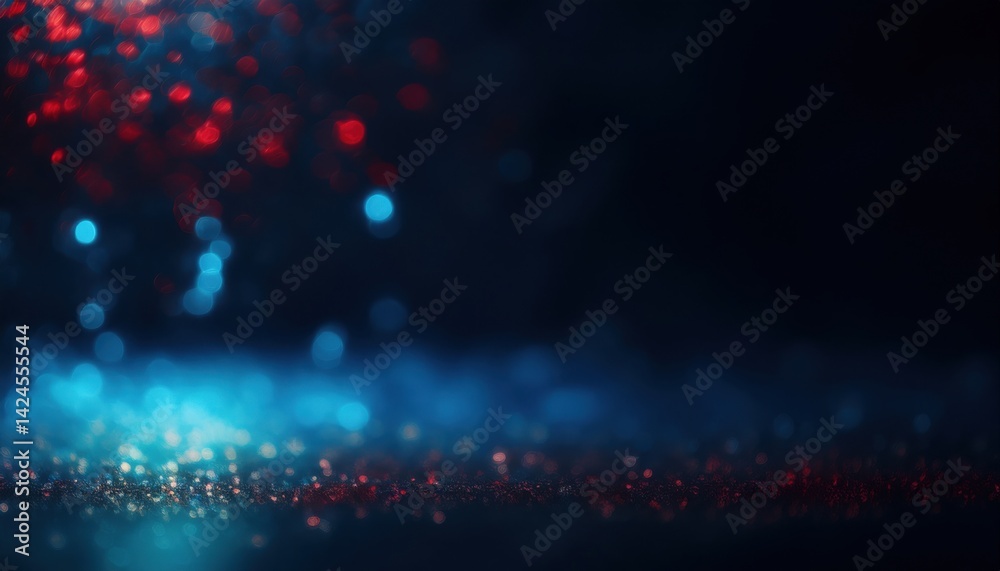 Poster glowing red and blue bokeh lights abstract texture for halloween web design, print media, branding, 