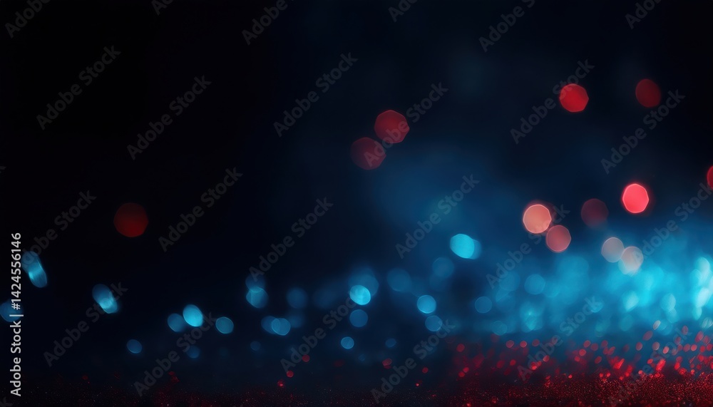 Poster glowing red and blue bokeh lights abstract texture for halloween web design, print media, branding, 