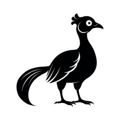 Black Vector Silhouette of Perched Cyornis Banyumas on White Background