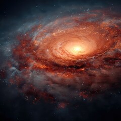 Fototapeta premium Stunning Spiral Galaxy in Deep Space Cosmic Nebula with Orange and Red Hues