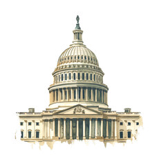 Obraz premium Iconic united states capitol building with classic architectural design, cut out - stock png.