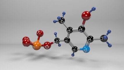 Vitamin B6 molecule. Molecular structure of the essential Vitamin B6, necessary for the synthesis...