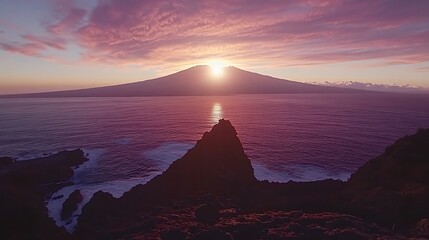 Volcanic Island Sunset View