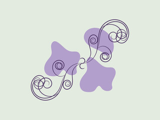 Abstract Lavender Floral Design with Swirls and Organic Shapes