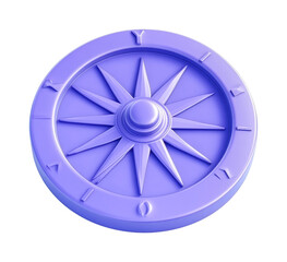 Fototapeta premium Purple 3d compass rose with twelve points and cardinal directions, cut out - stock png.