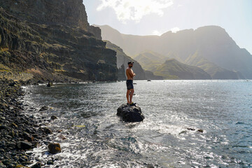 Man watching the beach in gran canaria