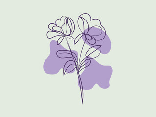 Abstract Line Art Floral Design with Lavender Background
