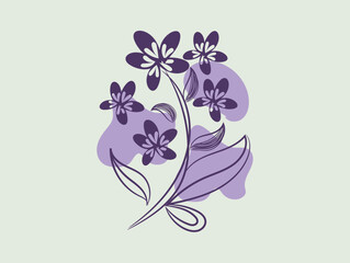 Abstract Purple Flower Bouquet Illustration Design