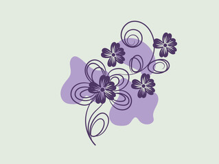 Elegant Purple Floral Design with Swirls and Abstract Shapes