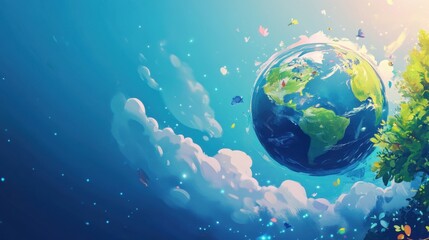 Fototapeta premium World environment and earth day concept with globe, nature and eco friendly environment. Generative AI