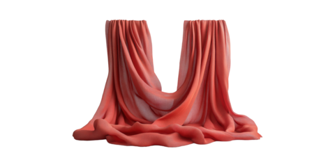 Elegant Coral Drapes. Interior Design And Home Decor Inspiration Isolated On Transparent Background