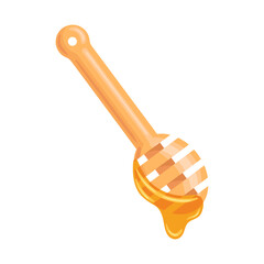 A vibrant vector illustration of a honey stick drizzled with golden honey. The scene conveys a sweet, natural essence, perfect for organic brands or culinary themes.