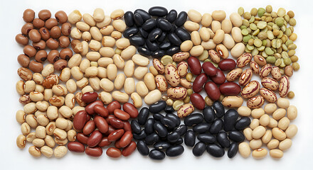 Assortment of Various Dried Beans and Legumes Background - Healthy Food Ingredients