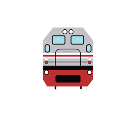 Flat Front View Illustration of a Classic Diesel Train Locomotive