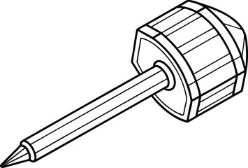 Line Art of Auger Bit with Shaft and Cylindrical Head on Transparent Background