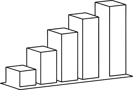 recommend clip art: Black outline cubes on a white background, increasing in size, business concept