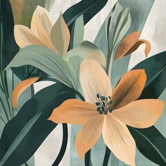 Elegant Abstract Floral Artwork Botanical Illustration