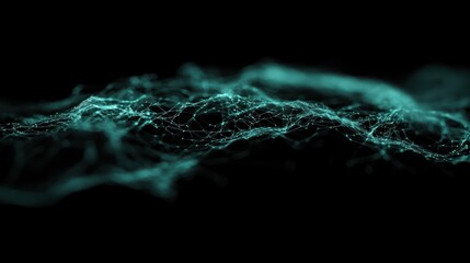 Abstract Teal Network Landscape: Digital Wave Visualization
