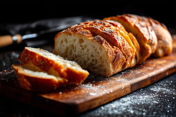 Sliced Artisan Bread on Wooden Board