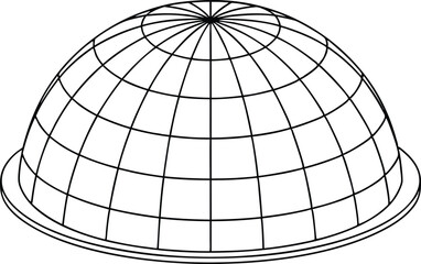 White dome with black grid lines and circular base isolated on white backdrop ©  Design_ mn