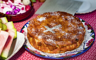 Romanian Pasca, Traditional Easter Dessert with Cheese Filling
