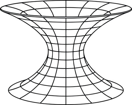 Hyperboloid Geometric Shape Structure with Black Lines Isolated on White