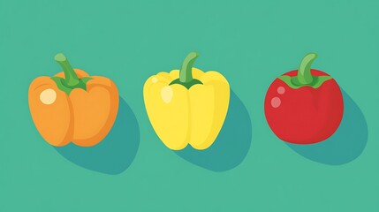 Colorful Bell Peppers and Tomato.