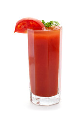 Glass of tomato juice.
