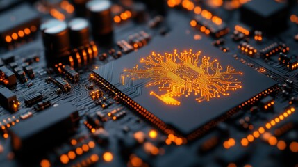 Obraz premium Abstract circuit board with glowing tree