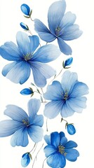 Obraz premium Watercolor Blue Flower Clipart, watercolor blue flowers on a white background, blue flower pattern