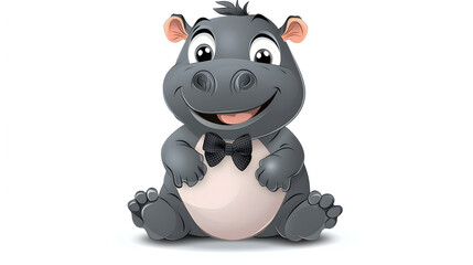 Fototapeta premium A cartoonish looking elephant with a bow tie. Generated using AI.