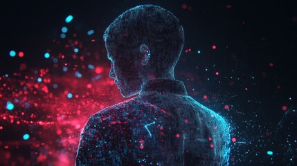 Fototapeta premium Digital Persona: A Cyberpunk-Inspired Portrait