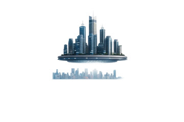 Fototapeta premium Futuristic city concept with hovering structure over urban skyline designed for posters and digital use