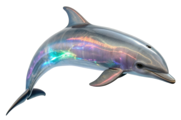 Dolphin figurine with iridescent finish for unique home decor and marine themed celebrations