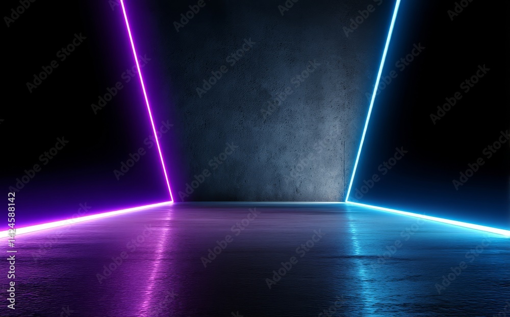 Poster a 3d rendering featuring an abstract and minimalist background with glowing lines and a cyber theme,