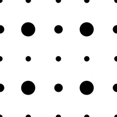 Abstract, geometric background, seamless pattern.Delicate black polka dots on a white background. Seamless vector pattern for any surfaces and the web.
